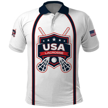 Custom USA 2025 Lacrosse Polo Shirt USA Growing the Game White Version LT01