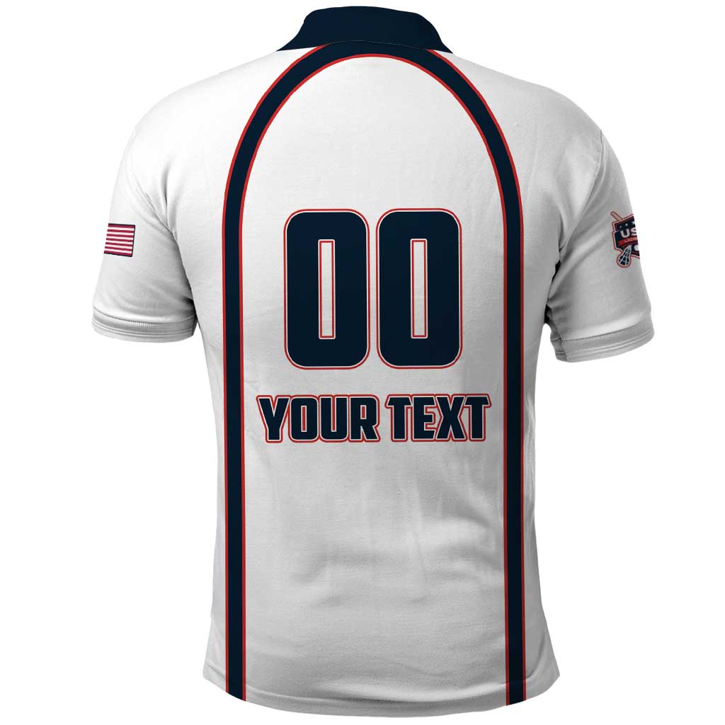 Custom USA 2025 Lacrosse Polo Shirt USA Growing the Game White Version LT01