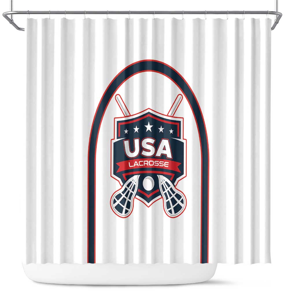 USA 2025 Lacrosse Shower Curtain USA Growing the Game White Version LT01