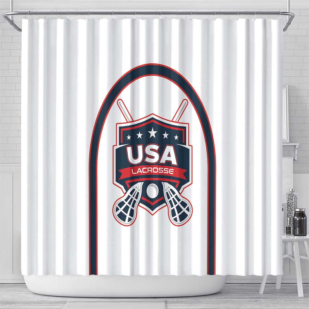 USA 2025 Lacrosse Shower Curtain USA Growing the Game White Version LT01