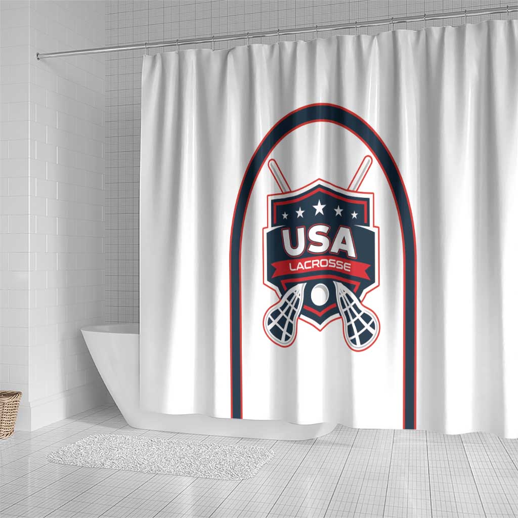 USA 2025 Lacrosse Shower Curtain USA Growing the Game White Version LT01