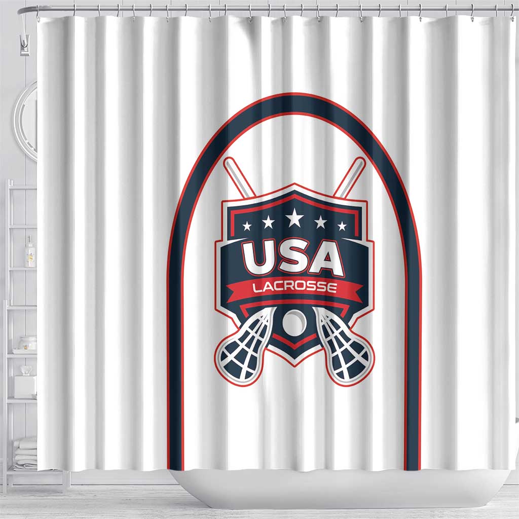 USA 2025 Lacrosse Shower Curtain USA Growing the Game White Version LT01