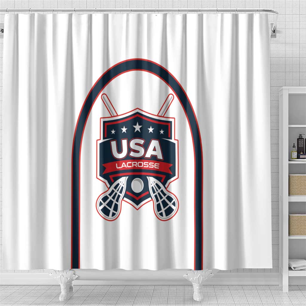 USA 2025 Lacrosse Shower Curtain USA Growing the Game White Version LT01