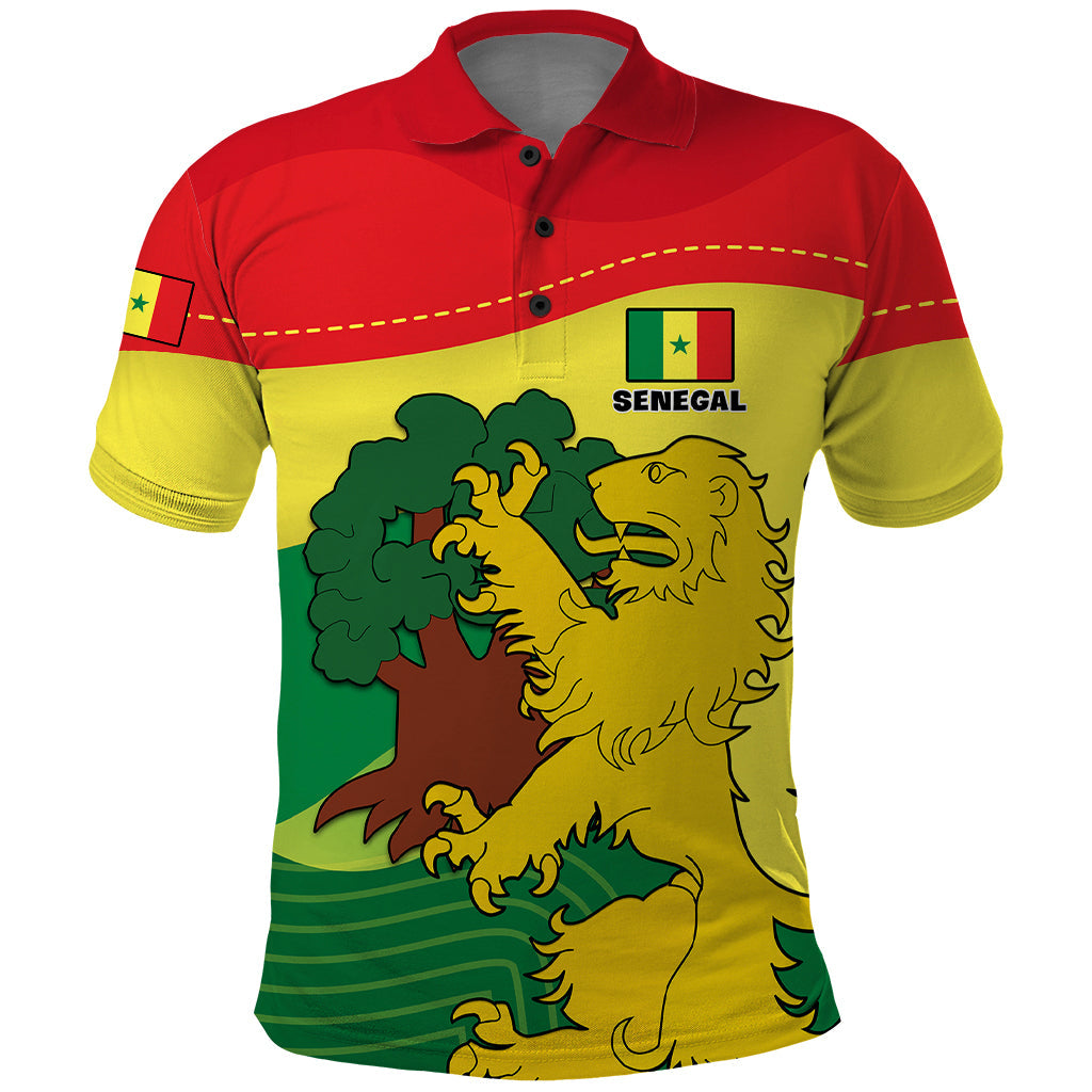 Custom Senegal Polo Shirt Bahamian Lion Baobab Flag Style LT01