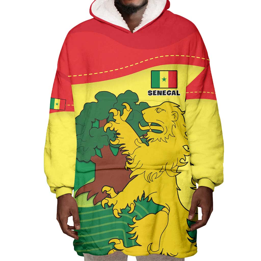 Custom Senegal Wearable Blanket Hoodie with Bahamian Lion and Baobab Flag Style LT01