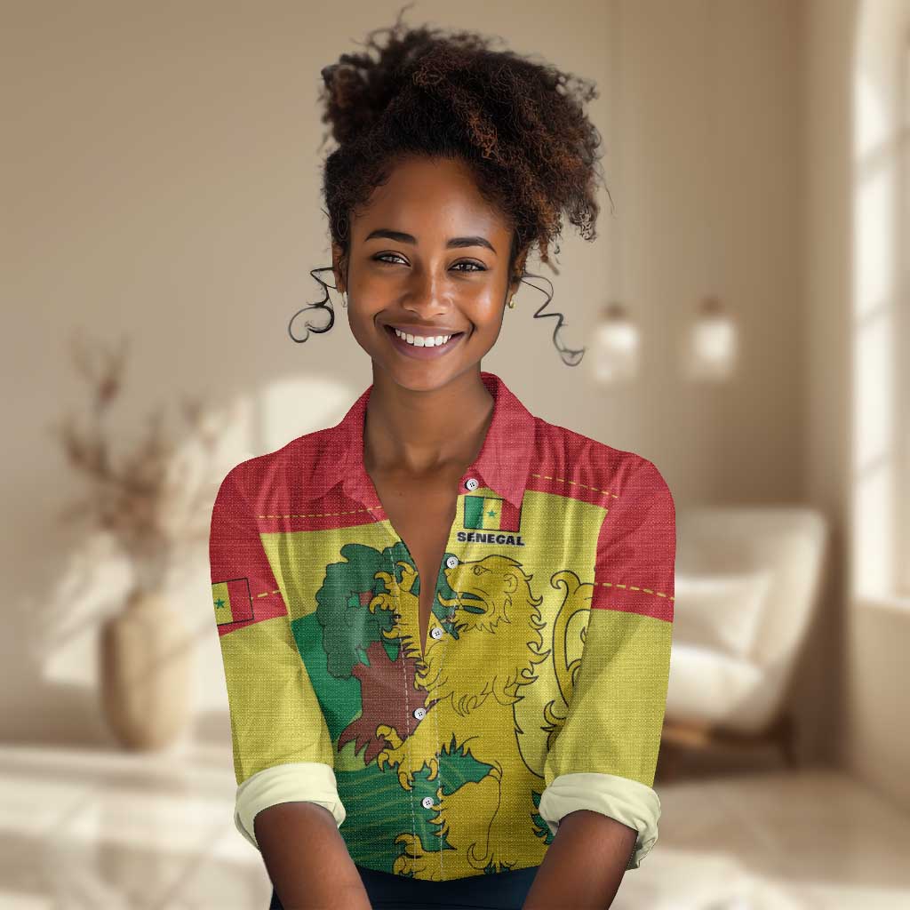 Custom Senegal Women Casual Shirt with Bahamian Lion and Baobab Flag Style LT01