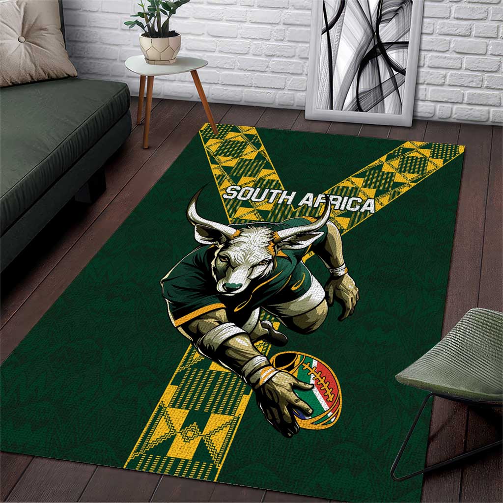 South Africa 2024 Rugby Area Rug Go Springboks Protea Pattern LT01