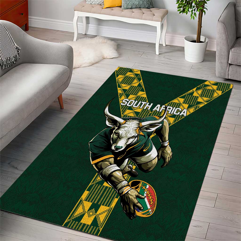 South Africa 2024 Rugby Area Rug Go Springboks Protea Pattern LT01