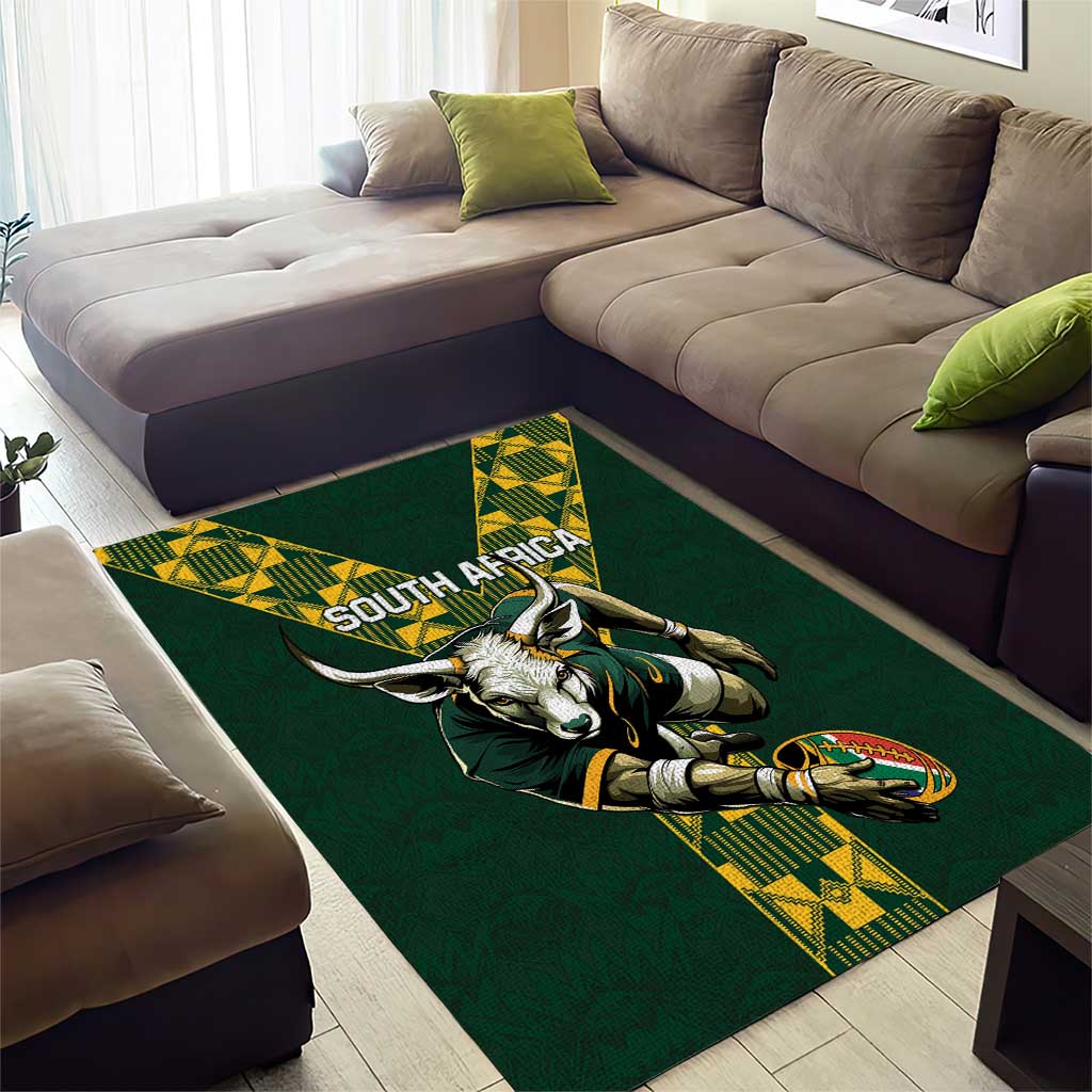 South Africa 2024 Rugby Area Rug Go Springboks Protea Pattern LT01