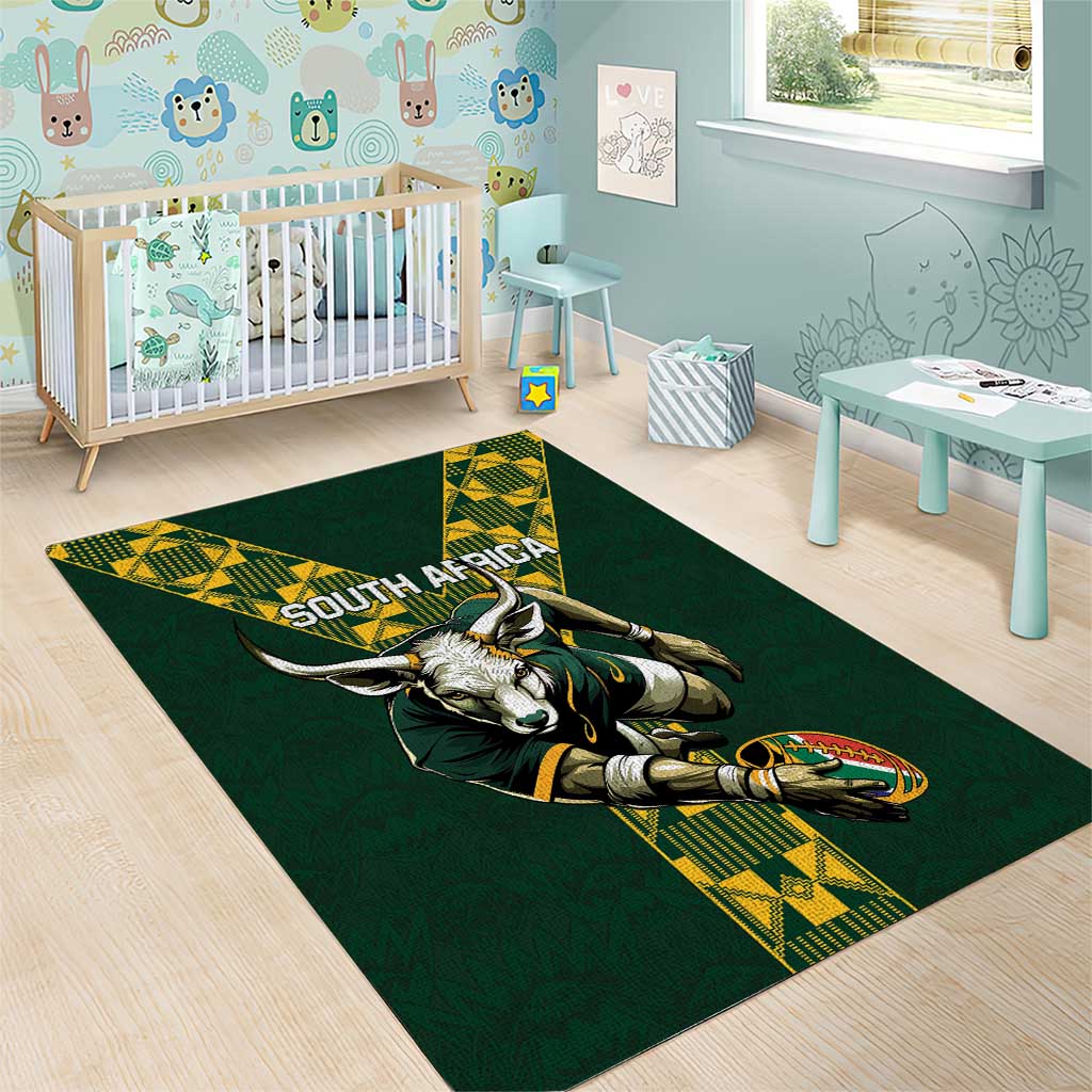 South Africa 2024 Rugby Area Rug Go Springboks Protea Pattern LT01