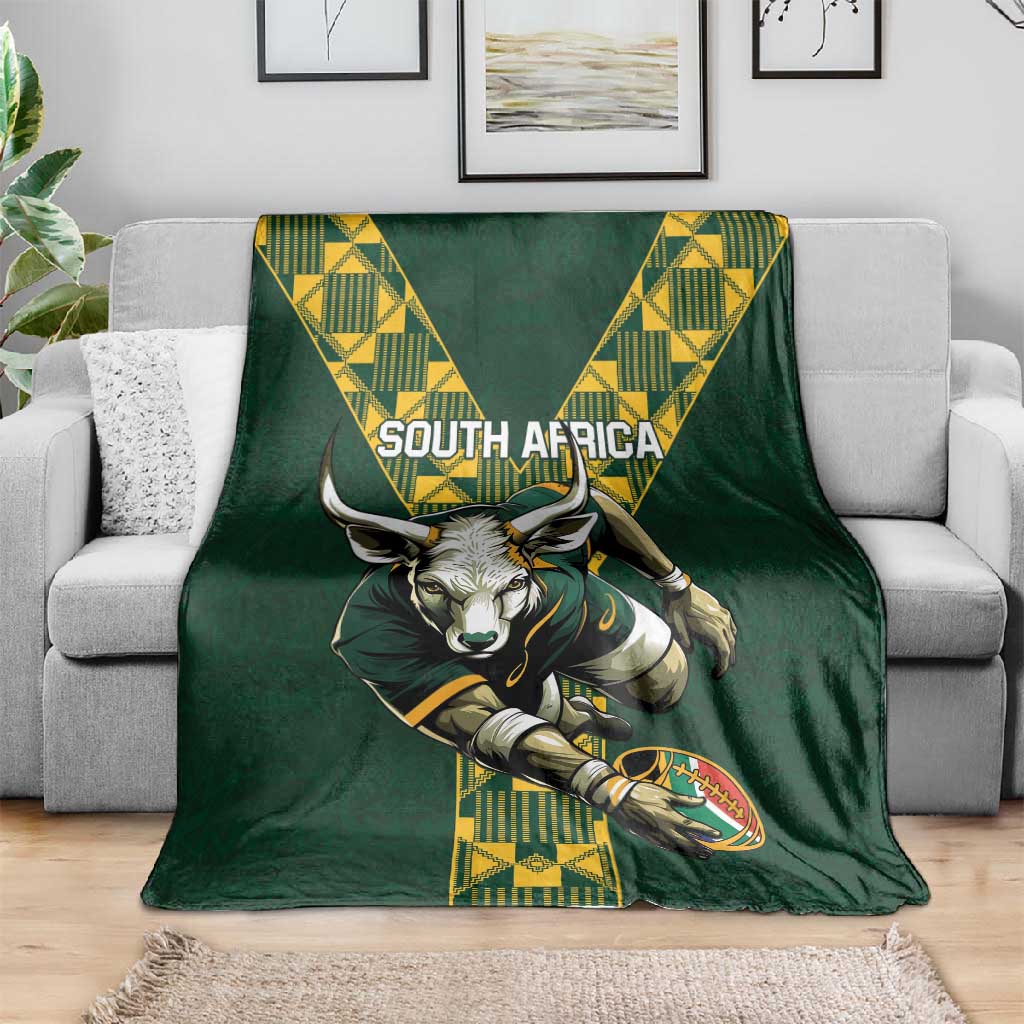 South Africa 2024 Rugby Blanket Go Springboks Protea Pattern LT01