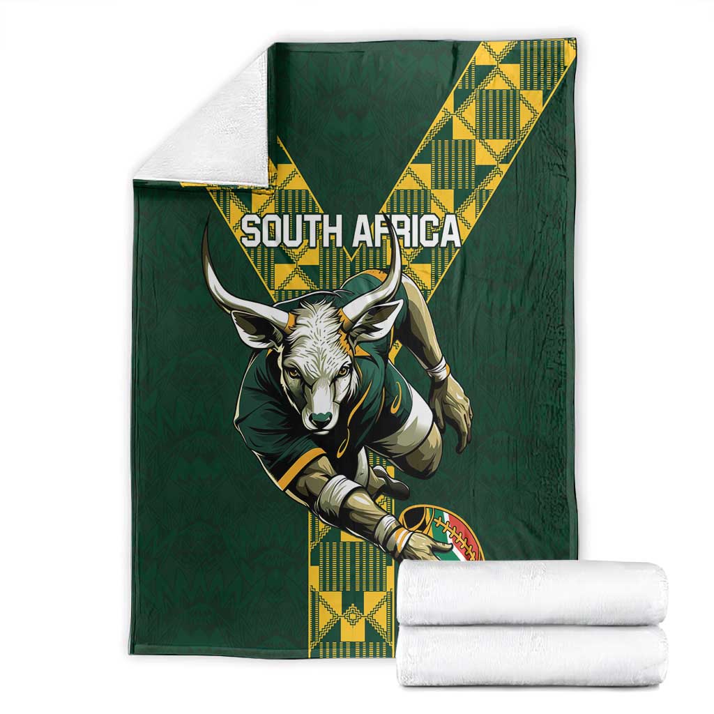 South Africa 2024 Rugby Blanket Go Springboks Protea Pattern LT01