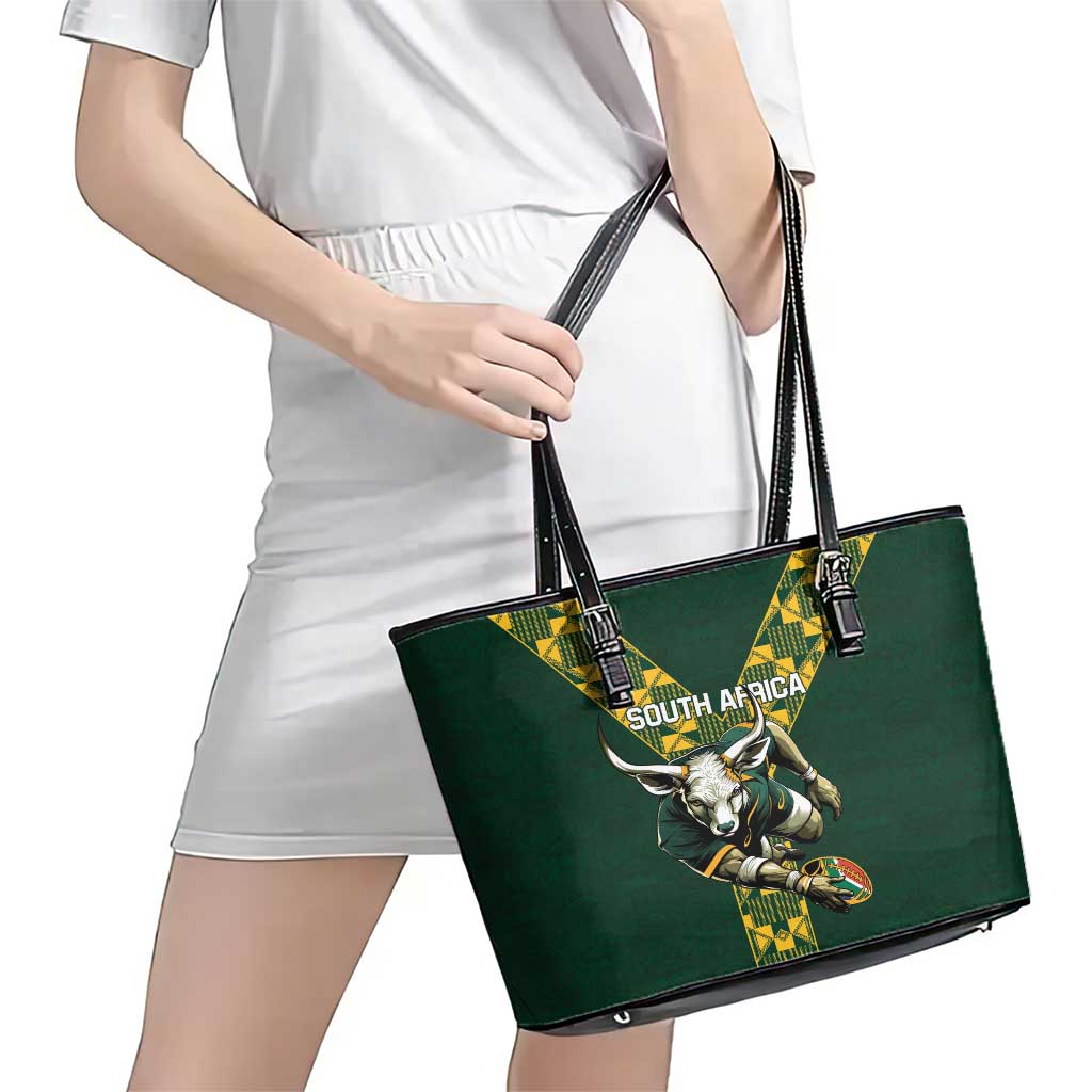 Custom South Africa 2024 Rugby Leather Tote Bag Go Springboks Protea Pattern LT01