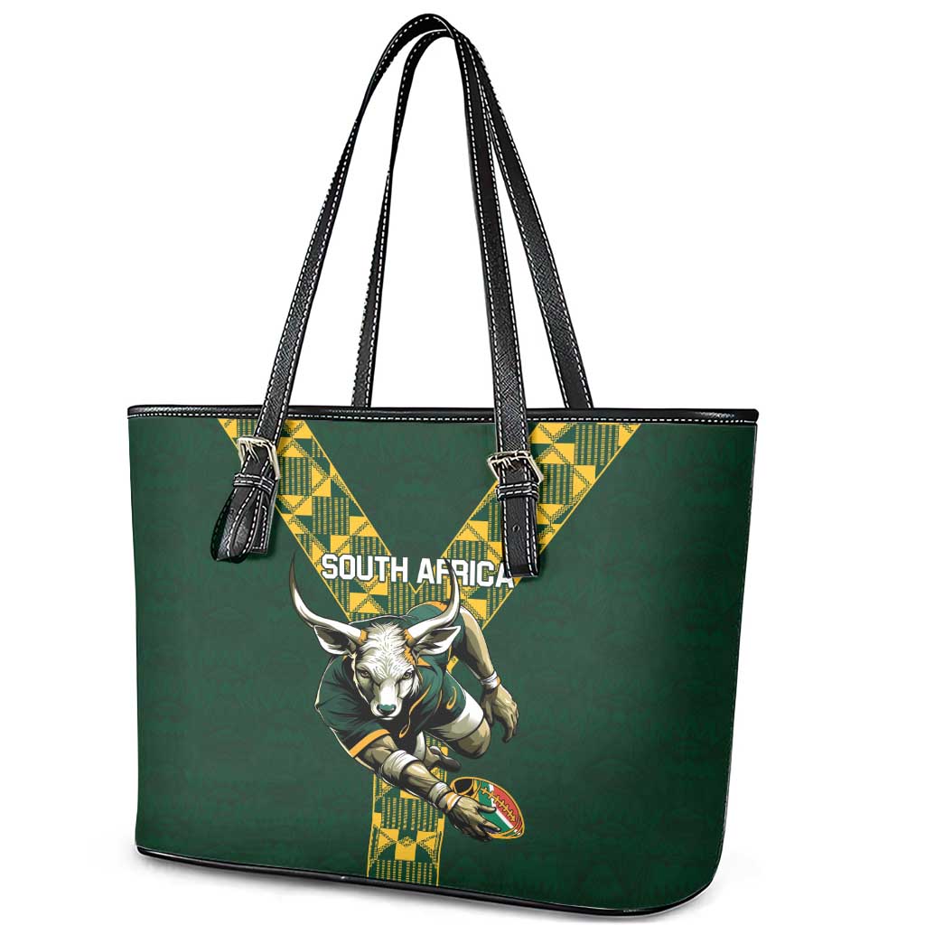 Custom South Africa 2024 Rugby Leather Tote Bag Go Springboks Protea Pattern LT01