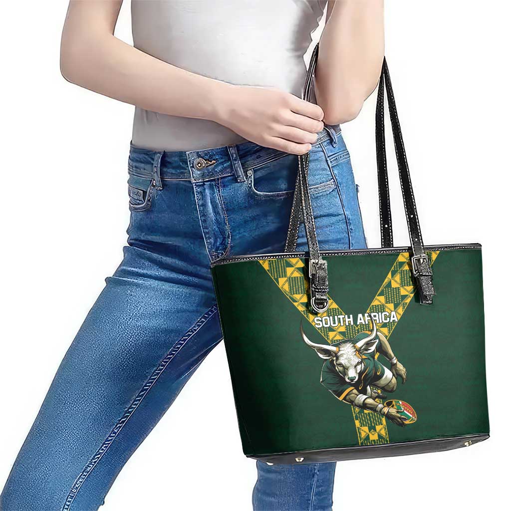 Custom South Africa 2024 Rugby Leather Tote Bag Go Springboks Protea Pattern LT01