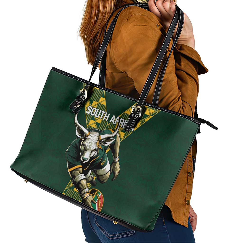 Custom South Africa 2024 Rugby Leather Tote Bag Go Springboks Protea Pattern LT01
