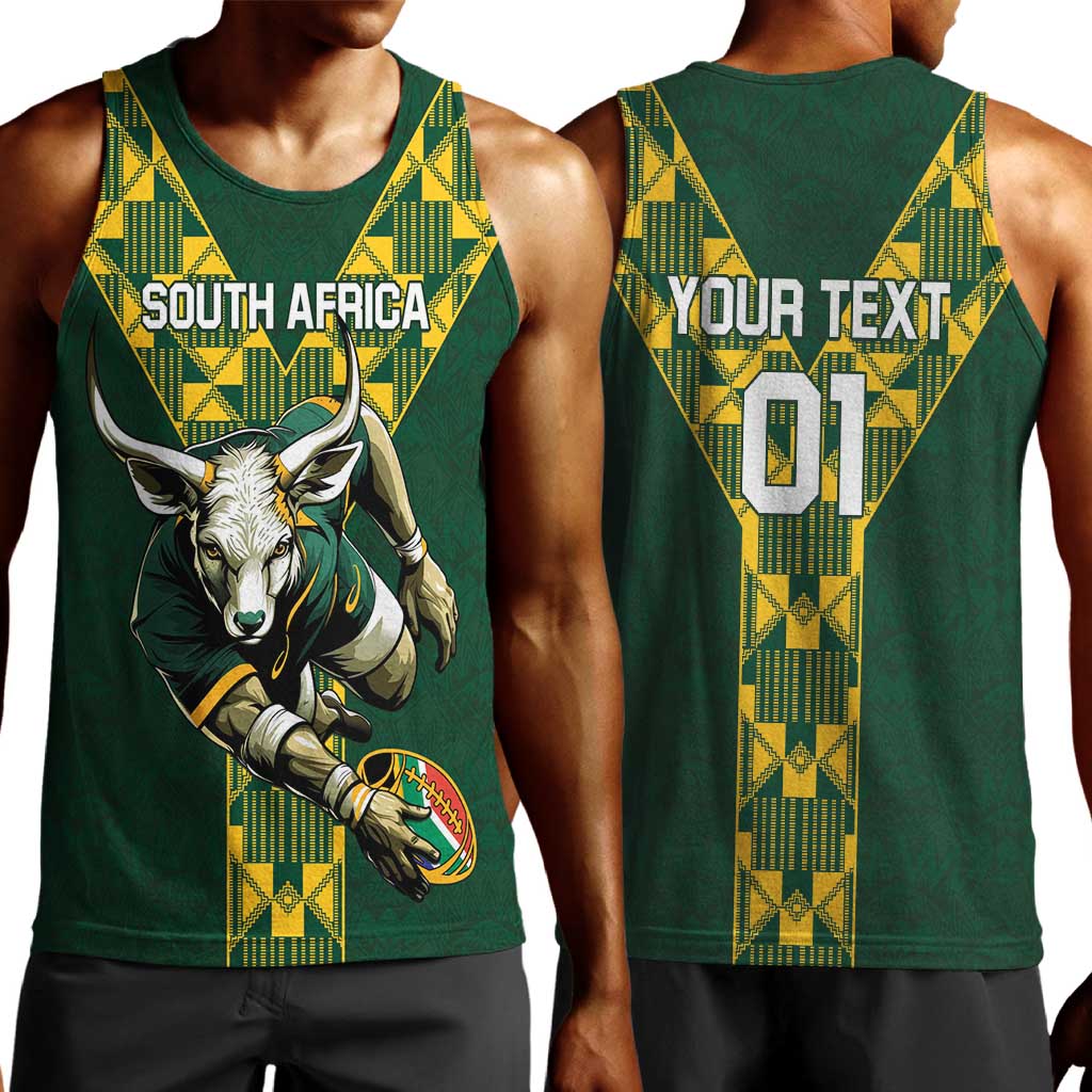 Custom South Africa 2024 Rugby Men Tank Top Go Springboks Protea Pattern LT01
