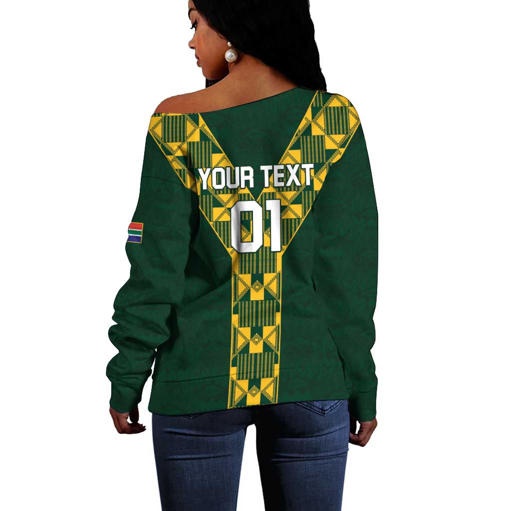 Custom South Africa 2024 Rugby Off Shoulder Sweater Go Springboks Protea Pattern LT01
