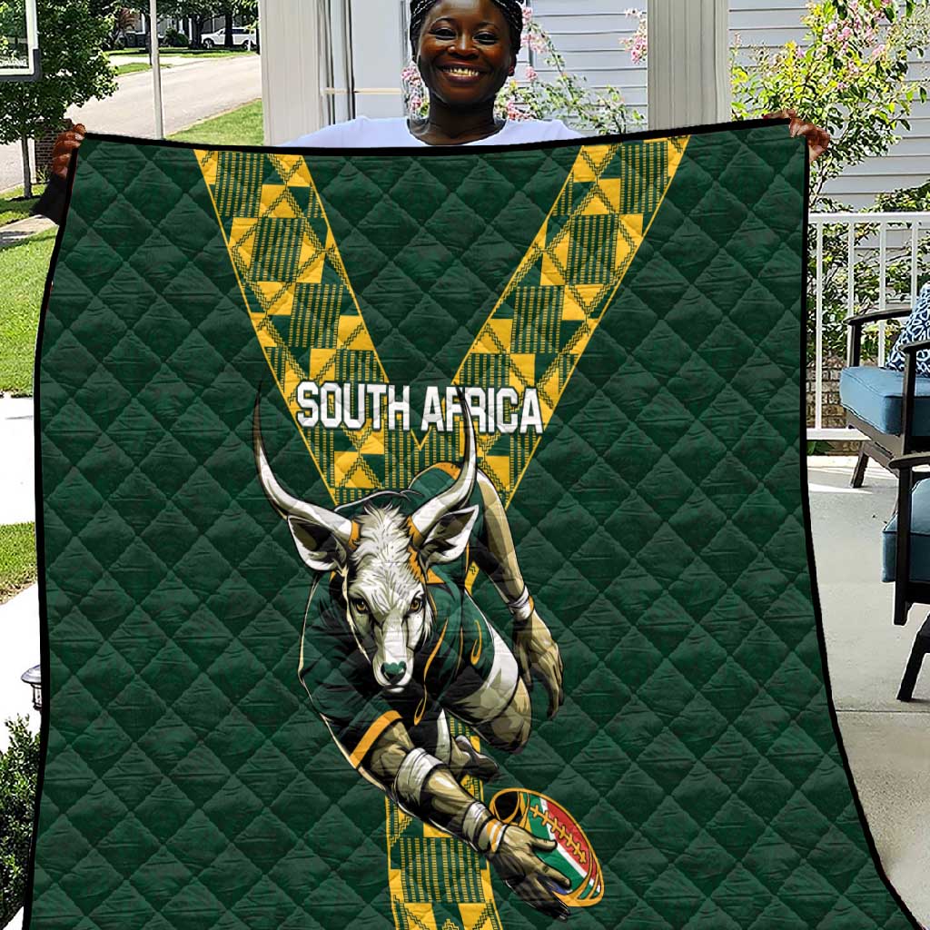 South Africa 2024 Rugby Quilt Go Springboks Protea Pattern LT01