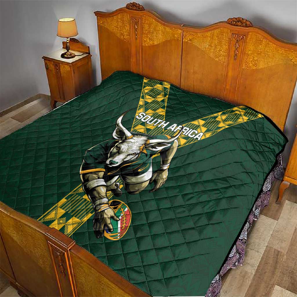 South Africa 2024 Rugby Quilt Go Springboks Protea Pattern LT01