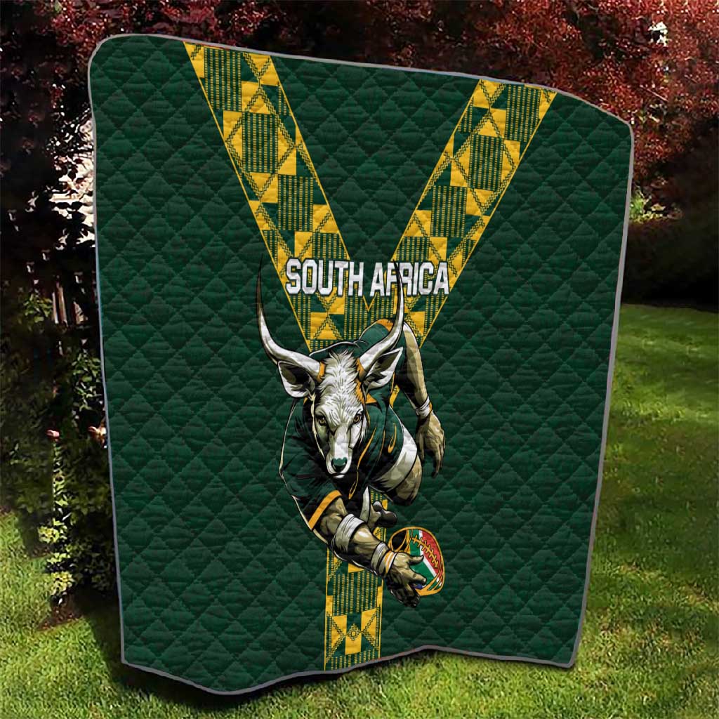 South Africa 2024 Rugby Quilt Go Springboks Protea Pattern LT01
