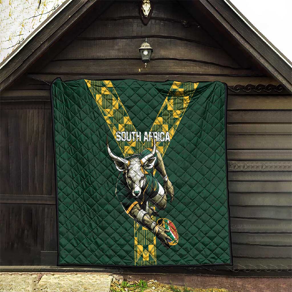 South Africa 2024 Rugby Quilt Go Springboks Protea Pattern LT01