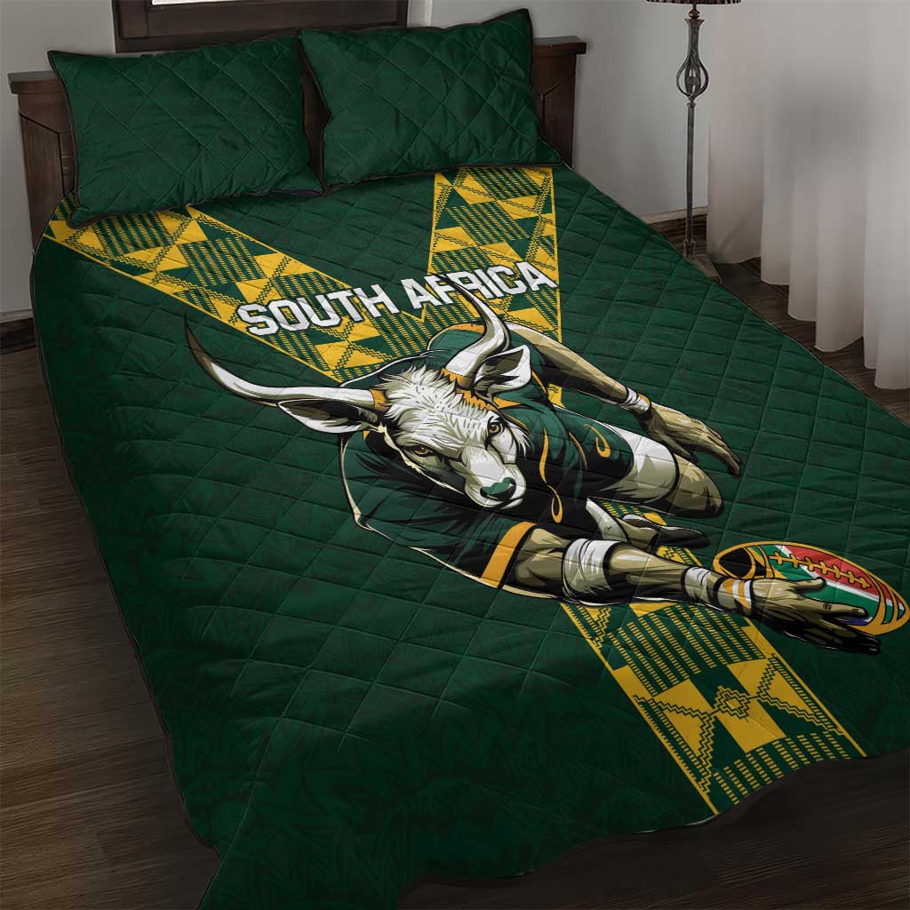 South Africa 2024 Rugby Quilt Bed Set Go Springboks Protea Pattern LT01