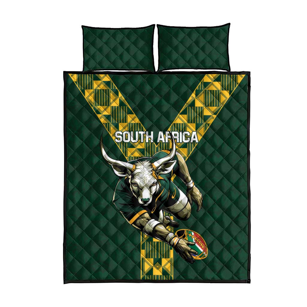 South Africa 2024 Rugby Quilt Bed Set Go Springboks Protea Pattern LT01