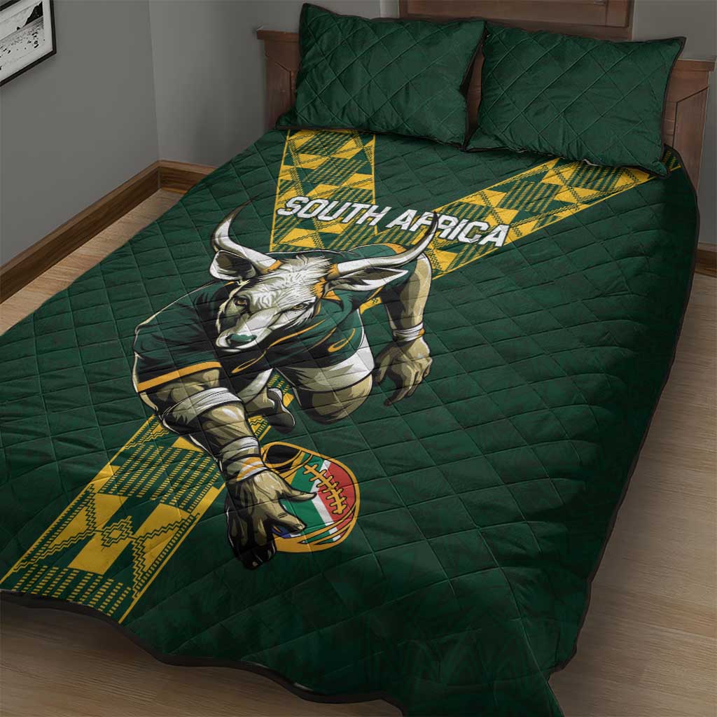 South Africa 2024 Rugby Quilt Bed Set Go Springboks Protea Pattern LT01