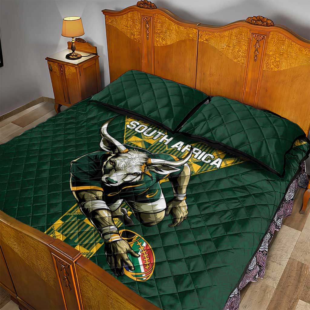 South Africa 2024 Rugby Quilt Bed Set Go Springboks Protea Pattern LT01