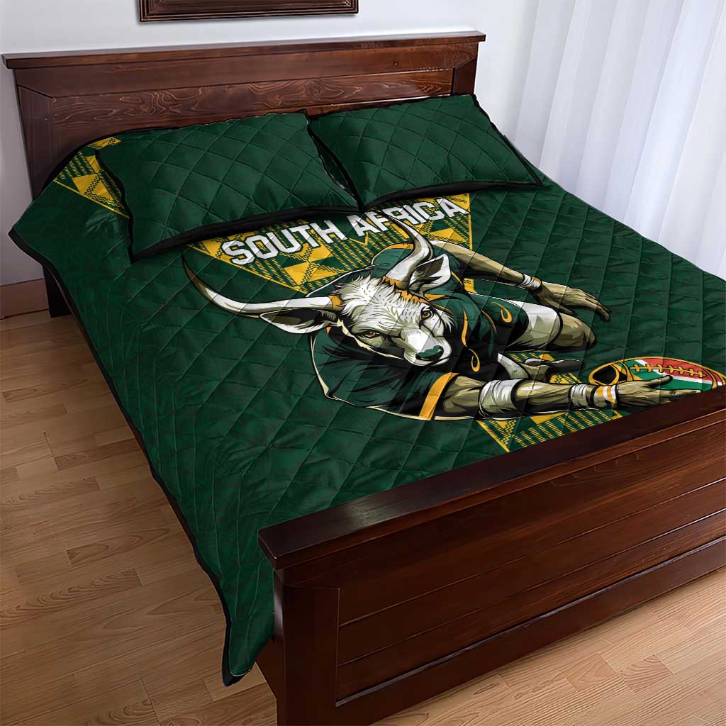 South Africa 2024 Rugby Quilt Bed Set Go Springboks Protea Pattern LT01