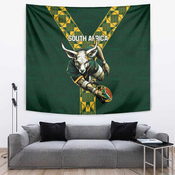 South Africa 2024 Rugby Tapestry Go Springboks Protea Pattern LT01
