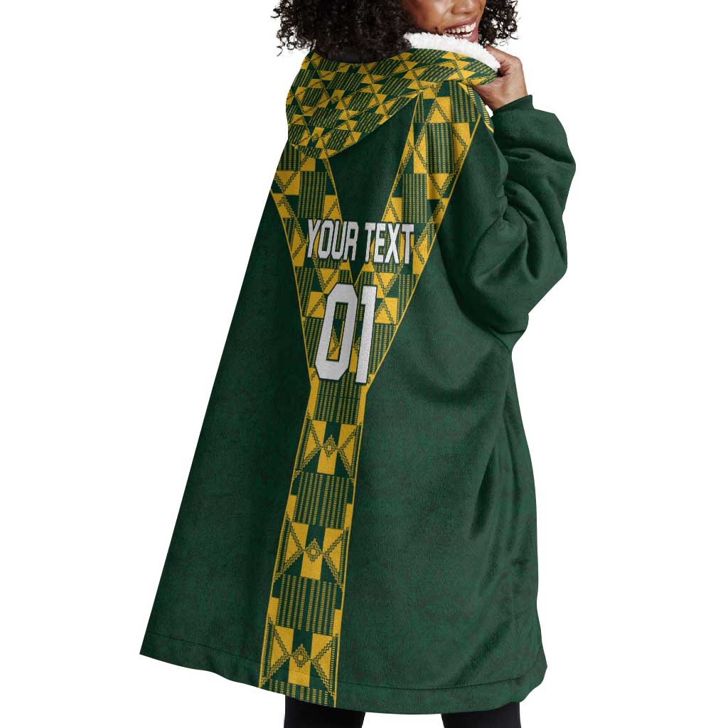 Custom South Africa 2024 Rugby Wearable Blanket Hoodie Go Springboks Protea Pattern LT01