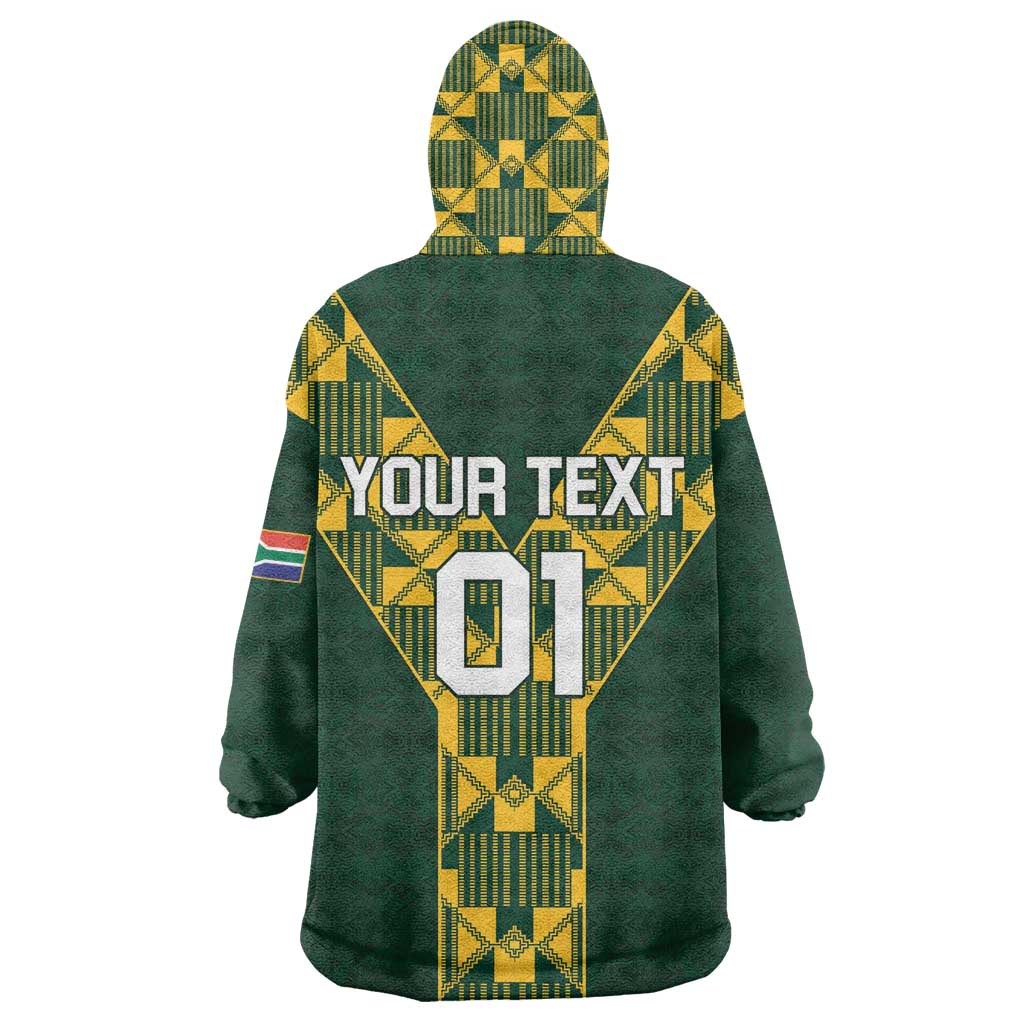 Custom South Africa 2024 Rugby Wearable Blanket Hoodie Go Springboks Protea Pattern LT01