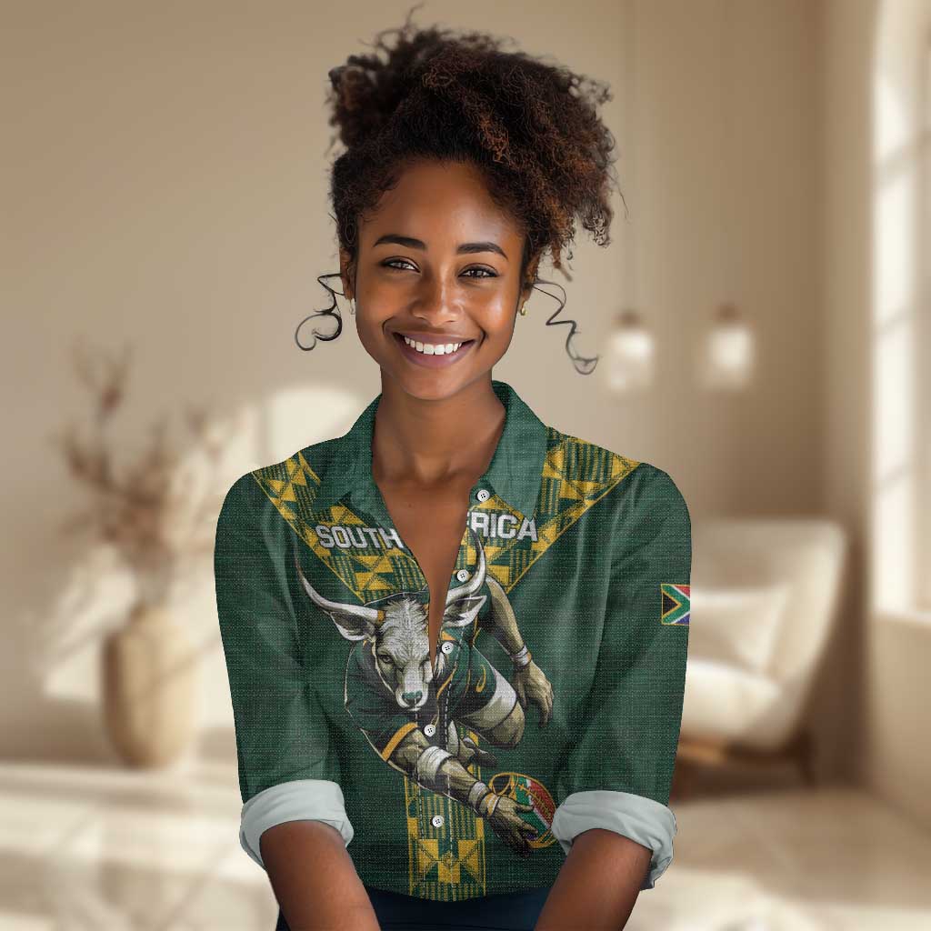 Custom South Africa 2024 Rugby Women Casual Shirt Go Springboks Protea Pattern LT01
