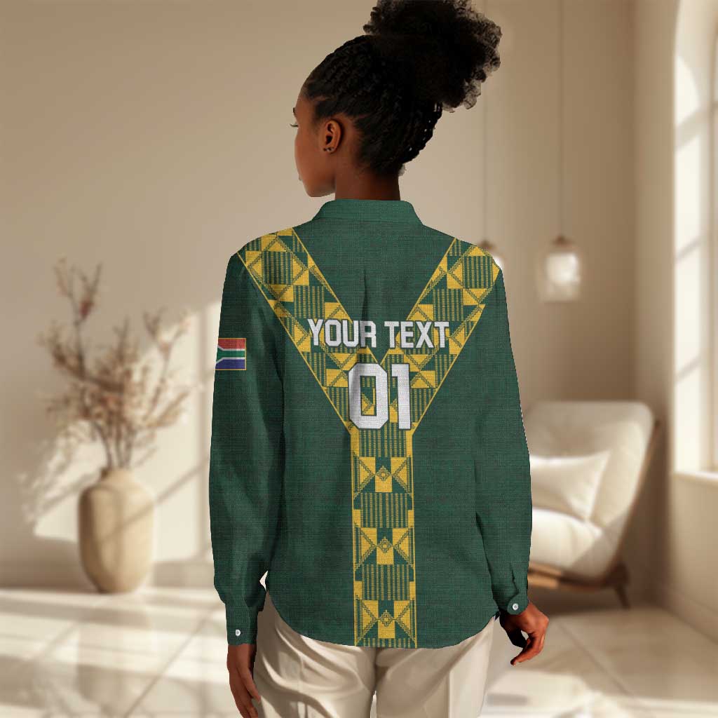 Custom South Africa 2024 Rugby Women Casual Shirt Go Springboks Protea Pattern LT01