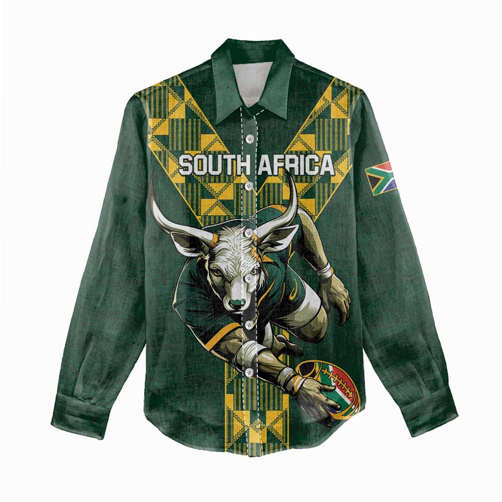 Custom South Africa 2024 Rugby Women Casual Shirt Go Springboks Protea Pattern LT01
