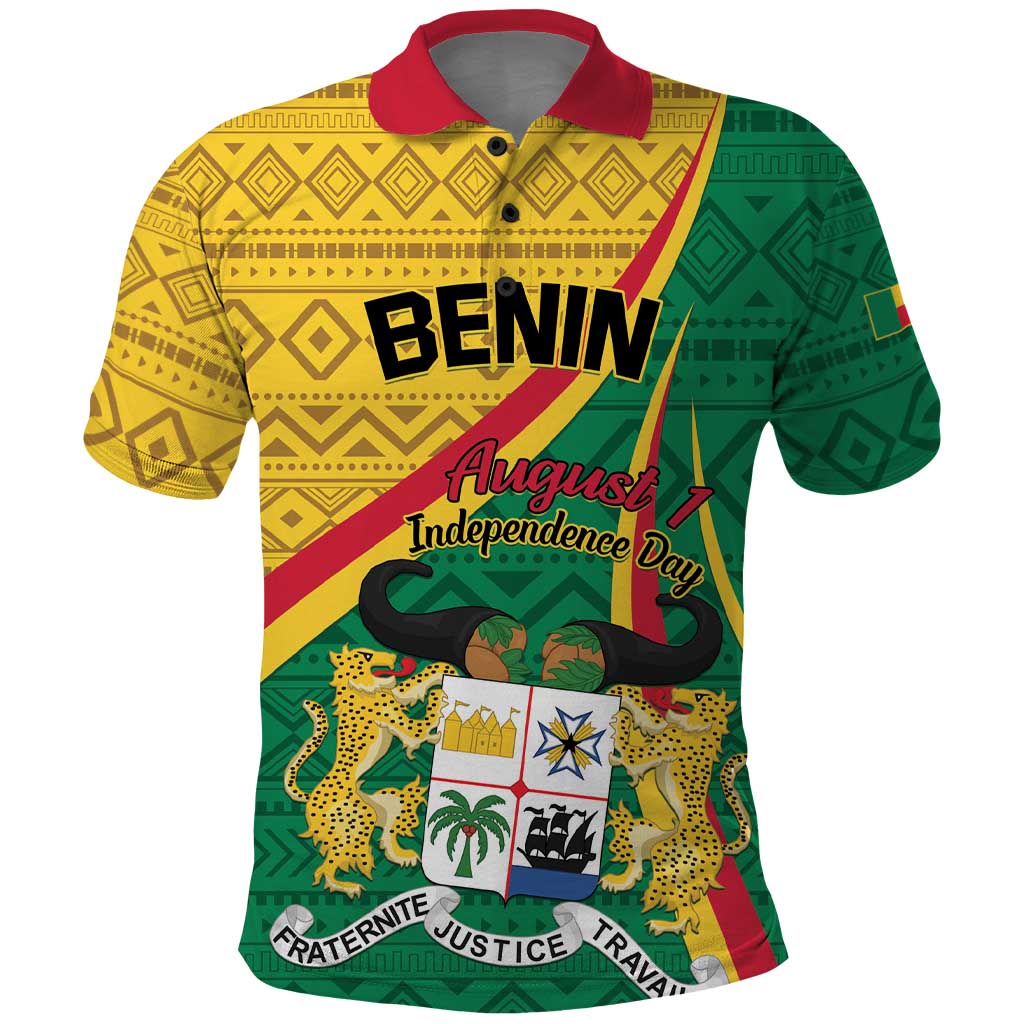 Personalized Benin Independence Day 1960 Polo Shirt Fraternite Justice Travail LT01