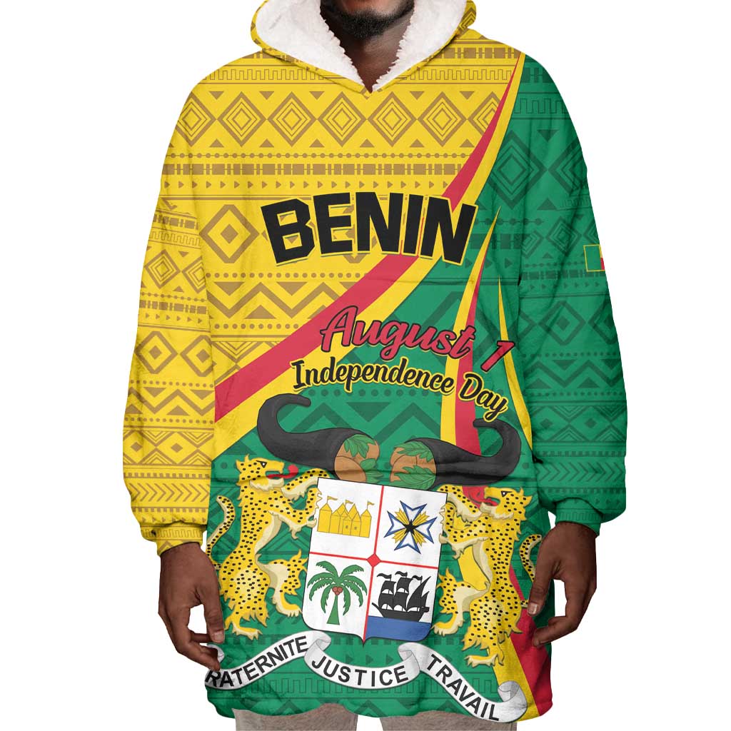 Personalized Benin Independence Day 1960 Wearable Blanket Hoodie Fraternite Justice Travail LT01