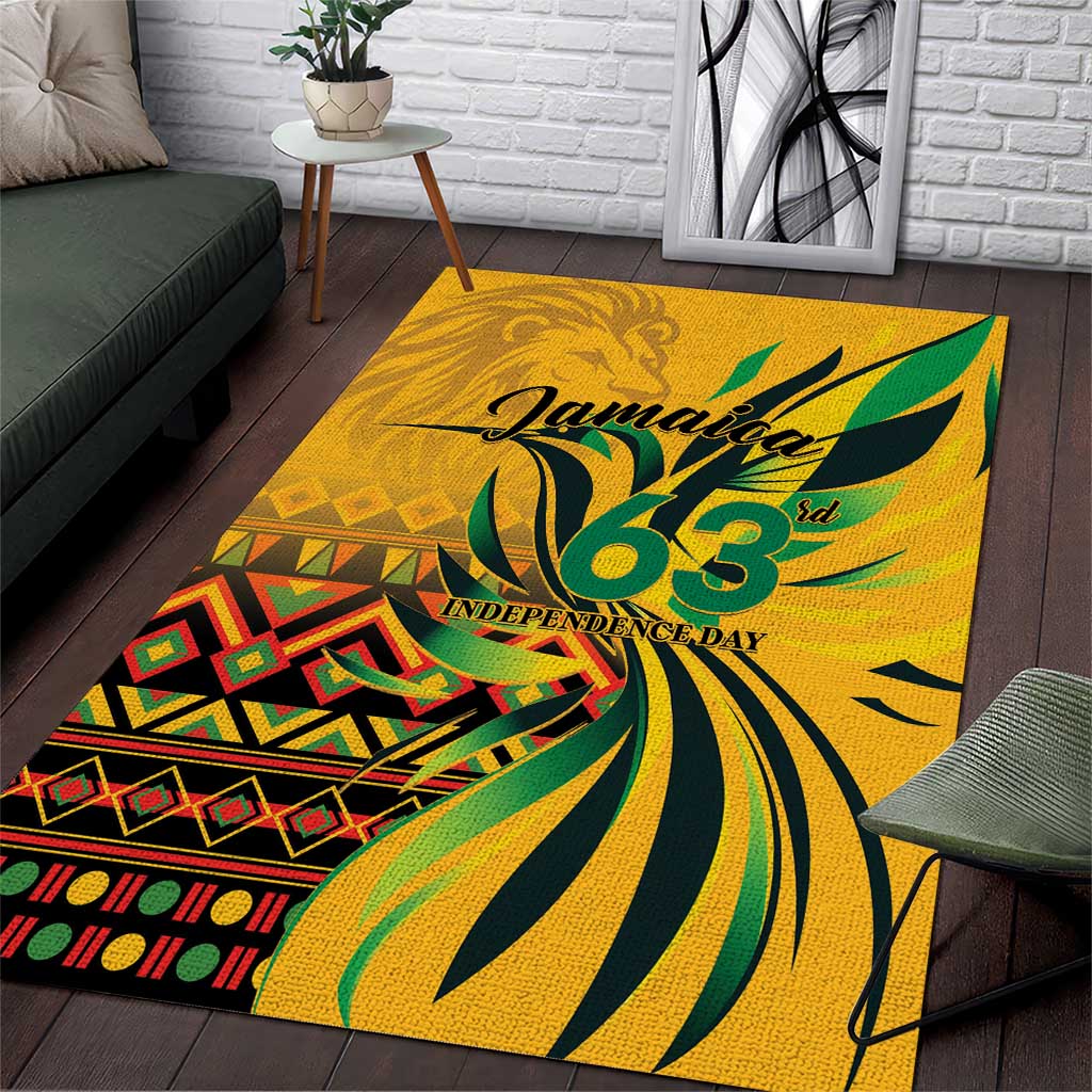 Black Jamaican Independence Day 1962 Area Rug Jumieka Streamertail Reggae Pattern LT01