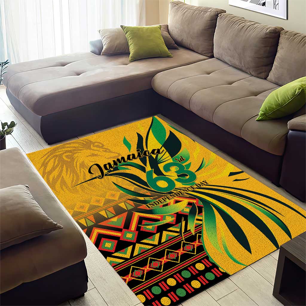 Black Jamaican Independence Day 1962 Area Rug Jumieka Streamertail Reggae Pattern LT01