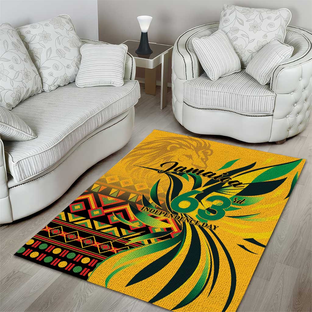 Black Jamaican Independence Day 1962 Area Rug Jumieka Streamertail Reggae Pattern LT01