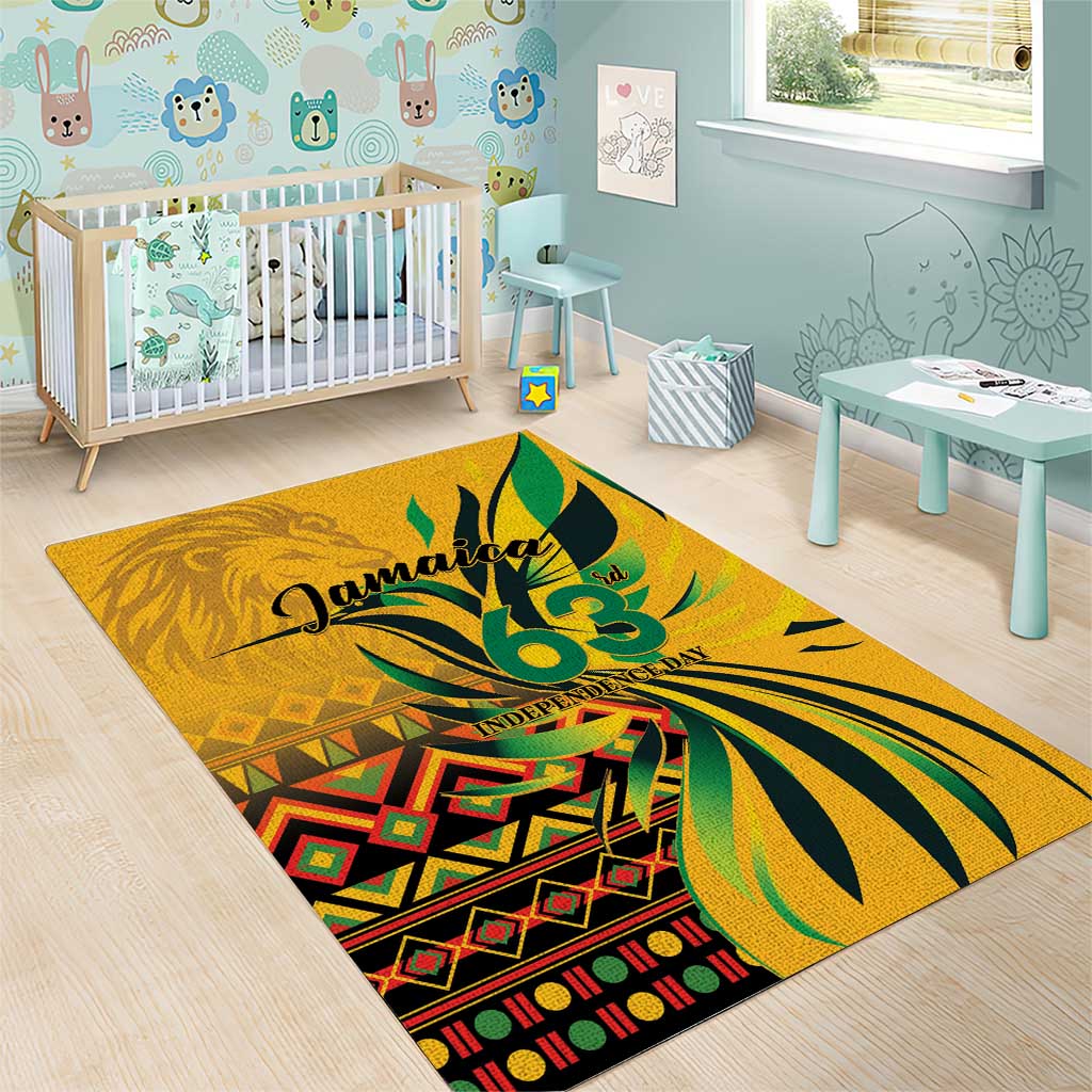 Black Jamaican Independence Day 1962 Area Rug Jumieka Streamertail Reggae Pattern LT01