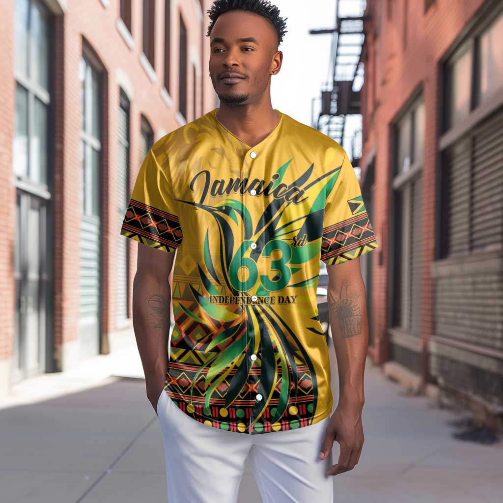 Personalized Black Jamaican Independence Day 1962 Baseball Jersey Jumieka Streamertail Reggae Pattern LT01