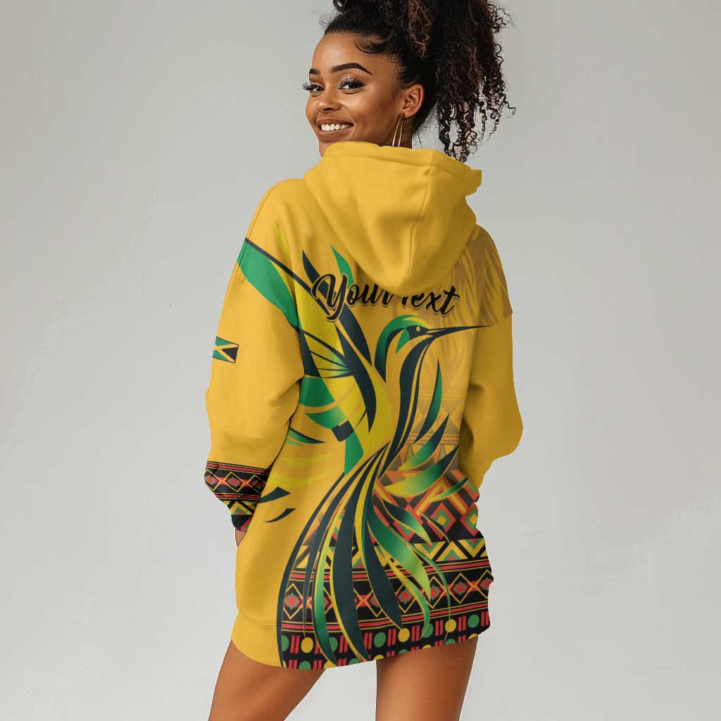 Personalized Black Jamaican Independence Day 1962 Hoodie Dress Jumieka Streamertail Reggae Pattern LT01