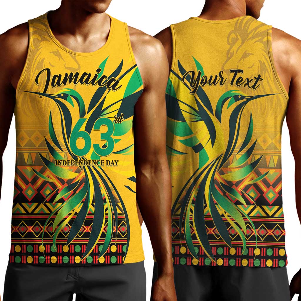 Personalized Black Jamaican Independence Day 1962 Men Tank Top Jumieka Streamertail Reggae Pattern LT01