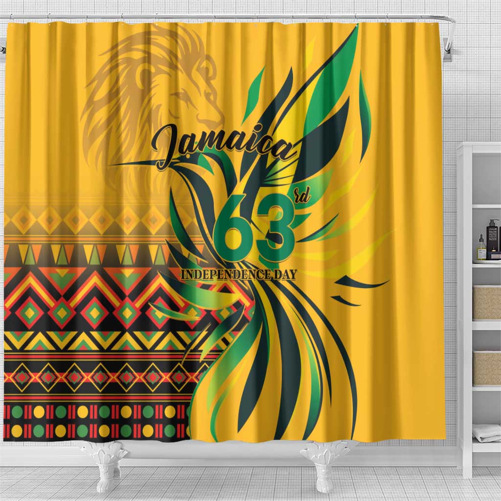 Jamaica Independence Day 1962 Shower Curtain Jumieka Streamertail Reggae Pattern LT01
