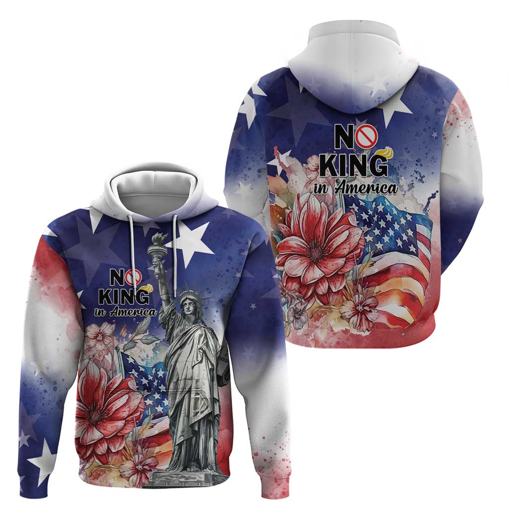 No Kings In America Hoodie Watercolor Floral LT01