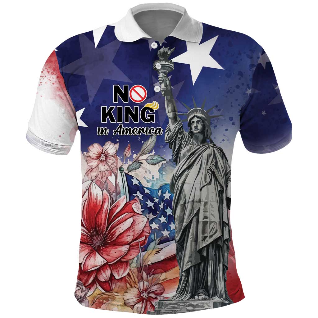 No Kings In America Polo Shirt Watercolor Floral LT01