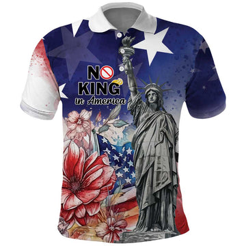 No Kings In America Polo Shirt Watercolor Floral LT01
